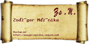 Zséger Mónika névjegykártya
